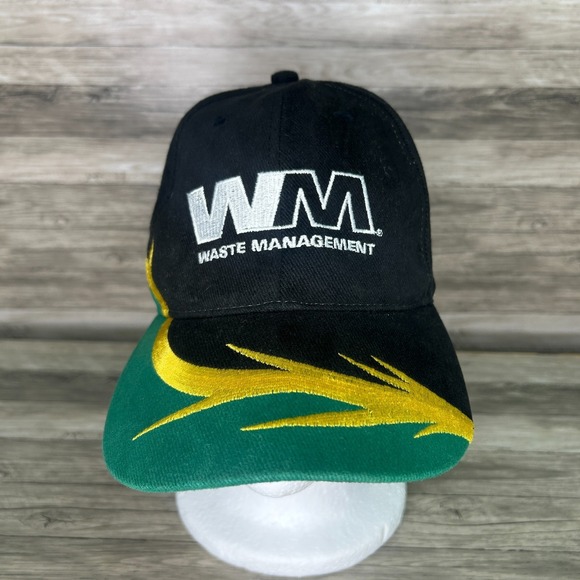 Waste Management Nascar Hat Flame Baseball‎ Cap Hat Adjustable Black WM